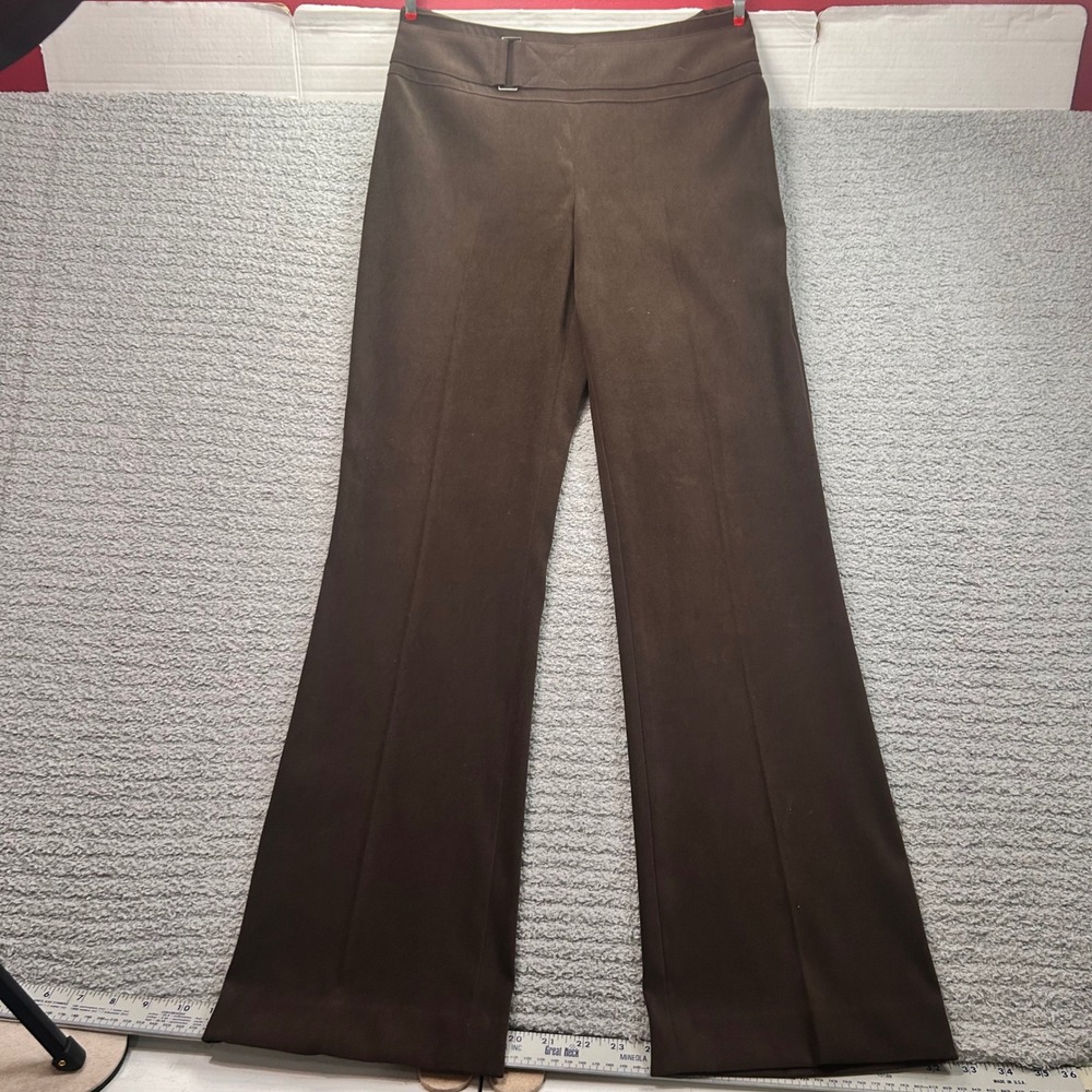 Vintage NEXT Flare Trousers Buckle Waist Brown Size UK 10 Y2K Retro Academia